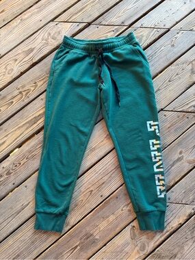 Victoria’s Secret PINK Emerald Green Fleece Jogger Sweatpants Medium